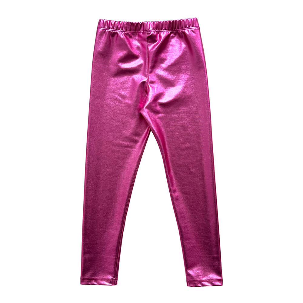 pink shiny leggings for kids, stylish, glamorous