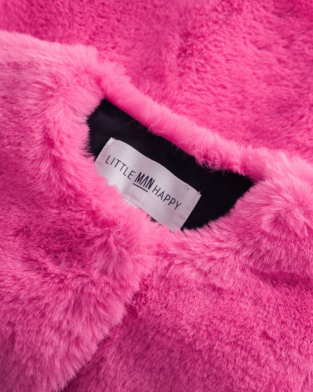 pink fluffy coat detail neck