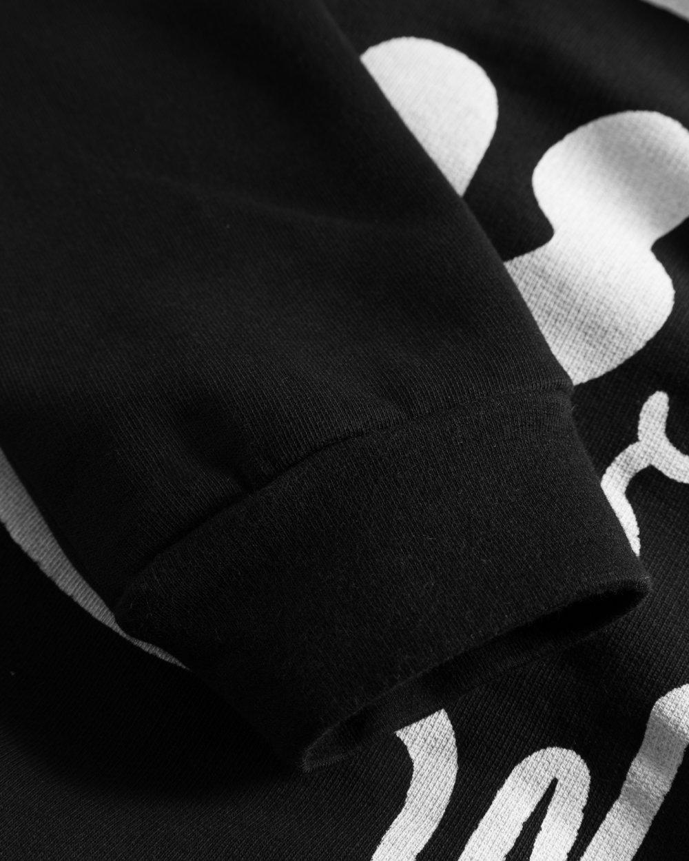 black sweat hoodie detail sleeve